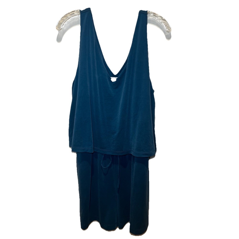 Lou & Grey Sleeveless‎ Teal Romper Size XL Modal Soft Pockets Stretch Drawstring